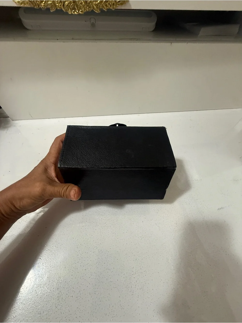 Neutral Hanging Sunglasses Organizer - Compact Foldable Storage.